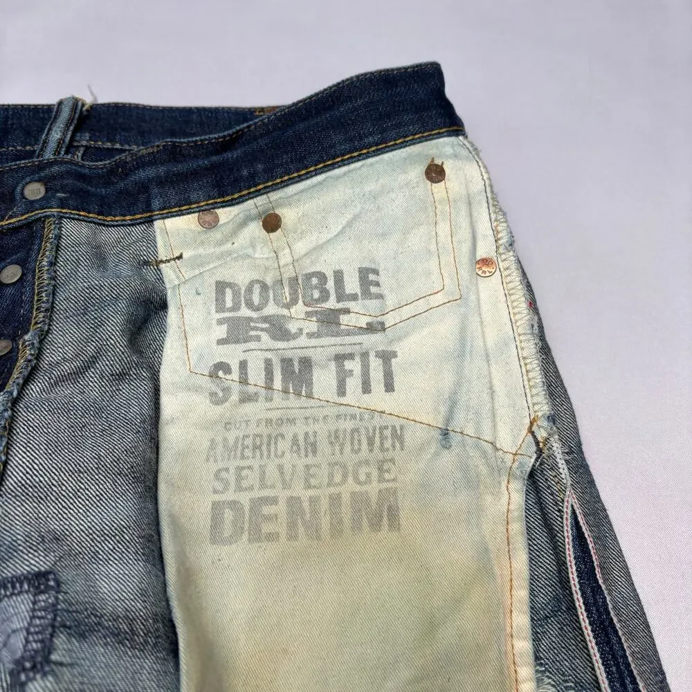 RRL Double RL Slim Fit Japan Woven Selvedge Denim Jeans Men's 30x32 Whiskering